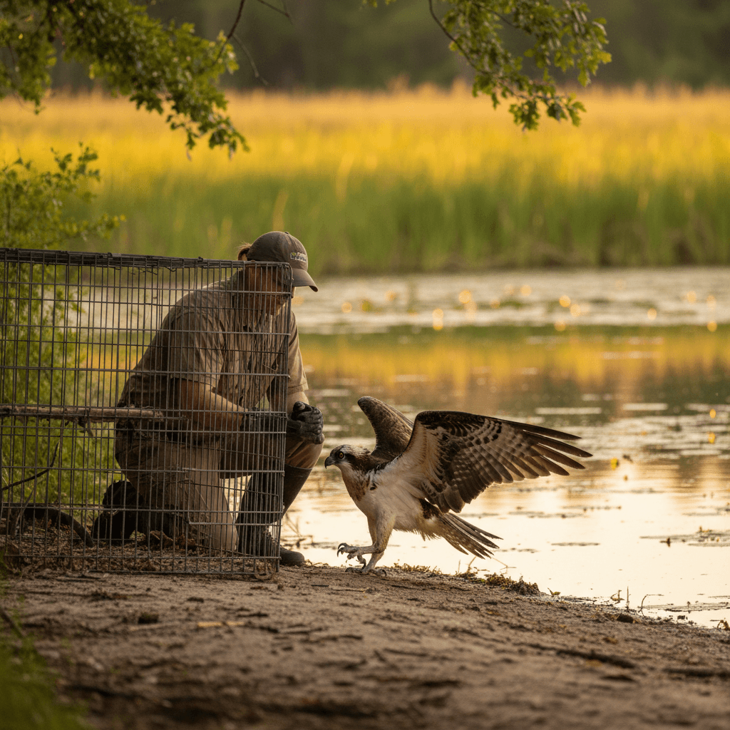 Released wildlife returning to nature