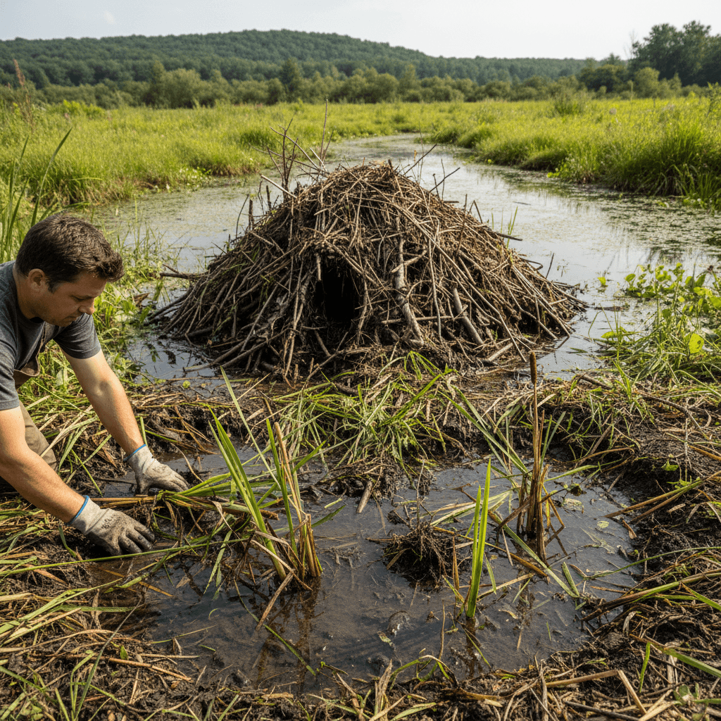 Staff managing native species habitat