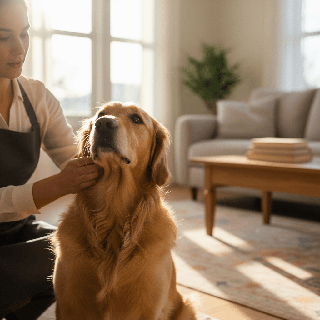 Staff member providing comfort to a recovering animal at the center